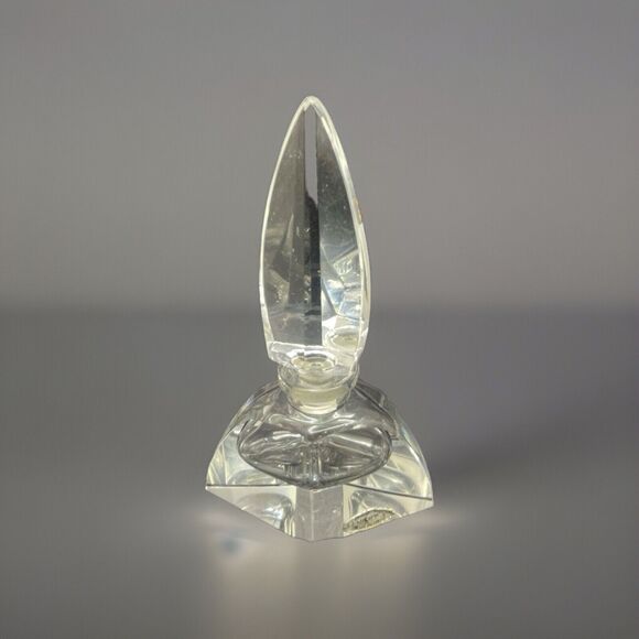 Vintage Hand Cut Art Deco Beveled Lead Crystal Perfume Bottle 5" Stopper Japan - Picture 4 of 11